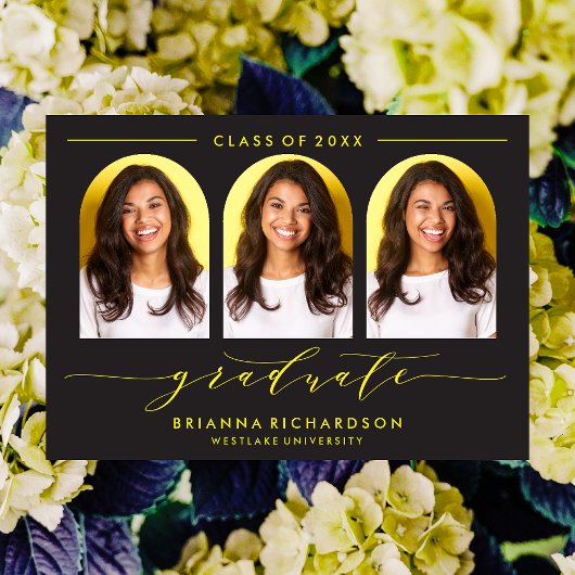 シンプルモダンアーチ台本卒業招待状 招待状