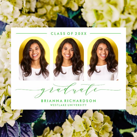 シンプルモダンアーチ台本卒業招待状 招待状