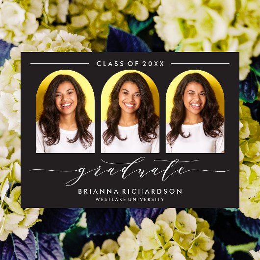 シンプルモダンアーチ台本卒業招待状 招待状