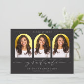 シンプルモダンアーチ台本卒業招待状 招待状 (スタンド正面)