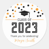 シンプルモダンイエローブラック卒業ギフトシール ラウンドシール (正面)