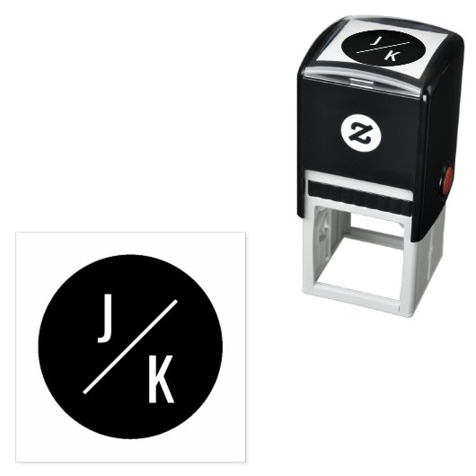シンプルモダンイニシャル自己インクスタンプ黒い円 セルフインキングスタンプ (インサイチュ)