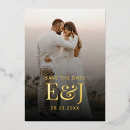 シンプルモダンエレガンス結婚保存日 箔招待状