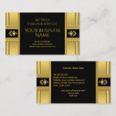 シンプルモダンエレガントアールデコ金ゴールドブラック 名刺 (正面/裏面)