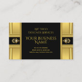 シンプルモダンエレガントアールデコ金ゴールドブラック 名刺 (正面)