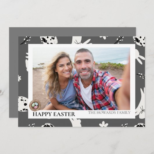 シンプルモダンエレガントイースター卵の家族の写真 シーズンカード (正面/裏面)