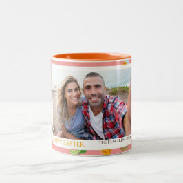 シンプルモダンエレガントイースター卵の家族の写真 ツートーンマグカップ