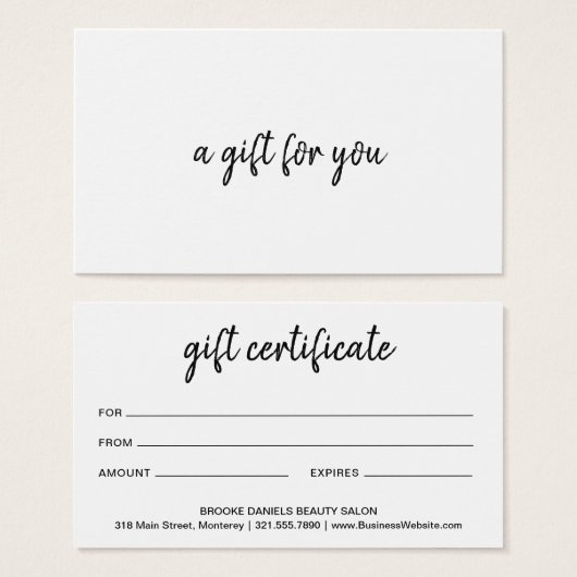 シンプルモダンエレガントギフト券 (正面&裏面)
