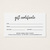 シンプルモダンエレガントギフト券 (裏面)