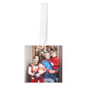 シンプルモダンエレガントクリスマス3家族の写真 キューブオーナメント (正面)