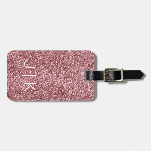 シンプルモダンエレガントグリッターモノグラムの名 ラゲッジタグ (正面横)