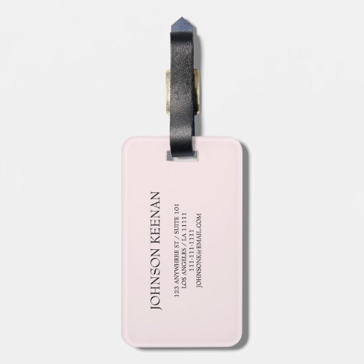 シンプルモダンエレガントグリッターモノグラムの名 ラゲッジタグ (裏面縦)