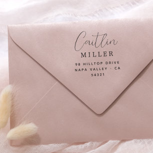 シンプルモダンエレガントスクリプト名差出人住所 ラバースタンプ