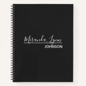 シンプルモダンエレガントダークパーソナライズされたグレイ ノートブック (正面)