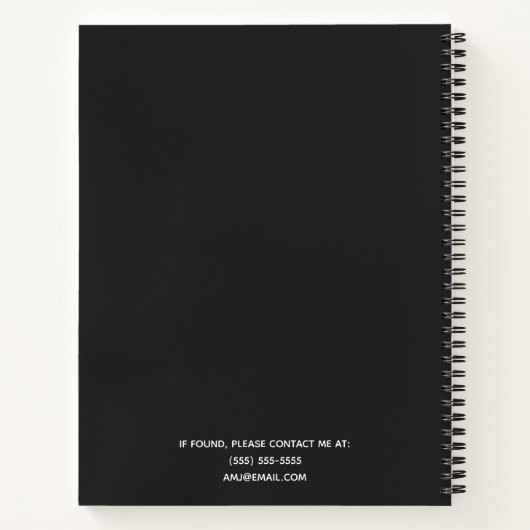 シンプルモダンエレガントダークパーソナライズされたグレイ ノートブック (裏面)