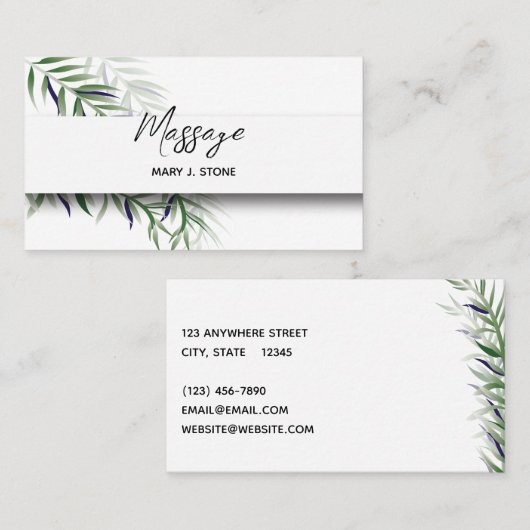 シンプルモダンエレガントファーン葉名刺 名刺 (正面/裏面)