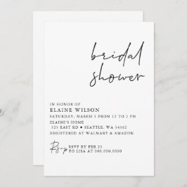 シンプルモダンエレガントブライダルシャワー 招待状