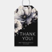 シンプルモダンエレガントブラックフローラ結婚ズ ギフトタグ (正面)