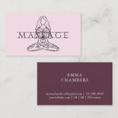 シンプルモダンエレガントマッサージセラピストロータスポーズ 名刺 (正面/裏面)