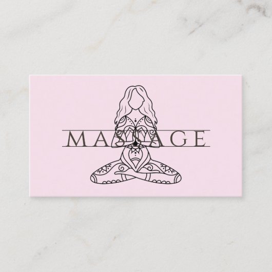 シンプルモダンエレガントマッサージセラピストロータスポーズ 名刺 (正面)