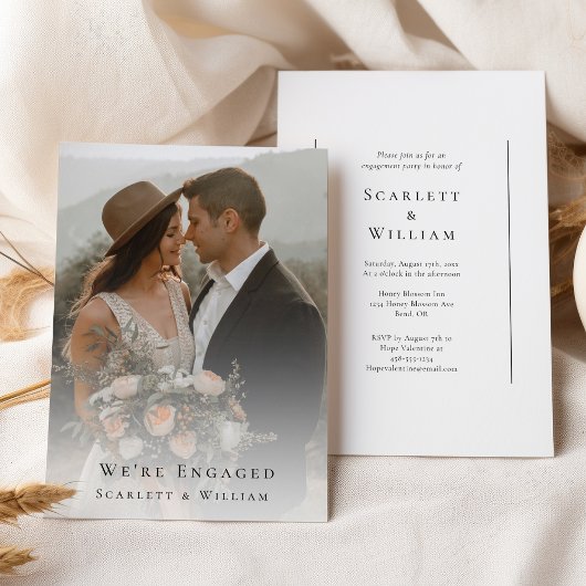 シンプルモダンエレガントミニマル写真あり婚約した 招待状