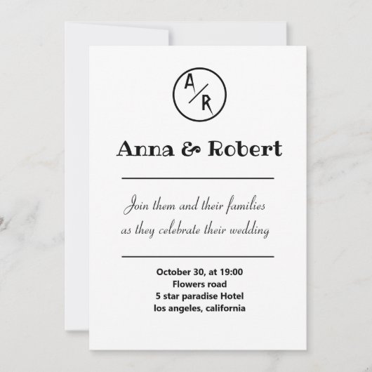 シンプルモダンエレガントミニマ結婚リスト 招待状 (正面)