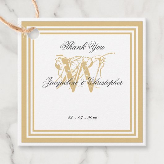 シンプルモダンエレガントモノグラムありがとう フェイバータグ (正面)