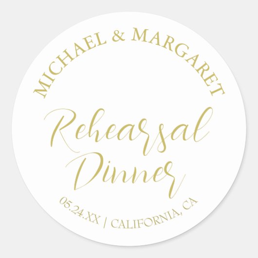 シンプルモダンエレガントリハーサル結婚ディナー ラウンドシール (正面)