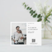シンプルモダンエレガント写真の日付を保存結婚する インビテーションポストカード (スタンド正面)