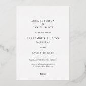 シンプルモダンエレガント写真の日付を保存結婚する 箔招待状 (裏面)