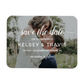 シンプルモダンエレガント写真の結婚式 マグネット (横)