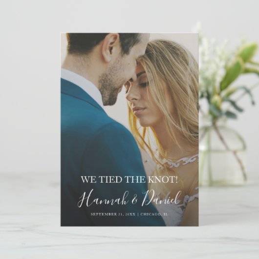 シンプルモダンエレガント写真の落成婚 案内状 (スタンド正面)