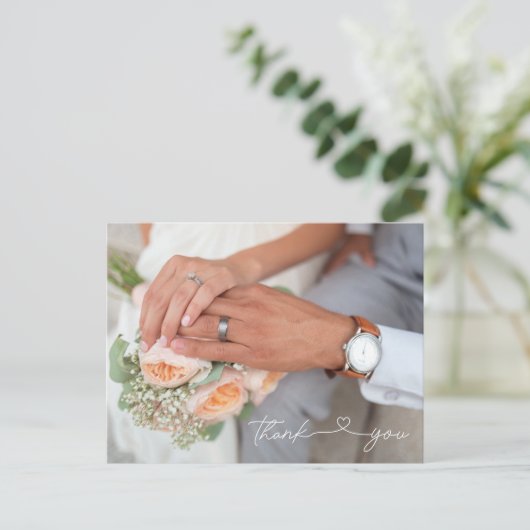 シンプルモダンエレガント写真結婚あり ポストカード (スタンド正面)