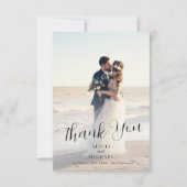 シンプルモダンエレガント写真結婚の サンキューカード (正面)