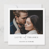 シンプルモダンエレガント写真結婚の サンキューカード (正面)