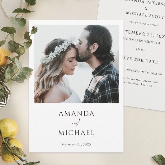 シンプルモダンエレガント写真結婚の セーブザデート