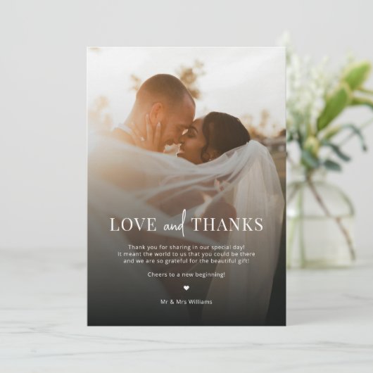 シンプルモダンエレガント写真結婚サンキューカード カード (スタンド正面)