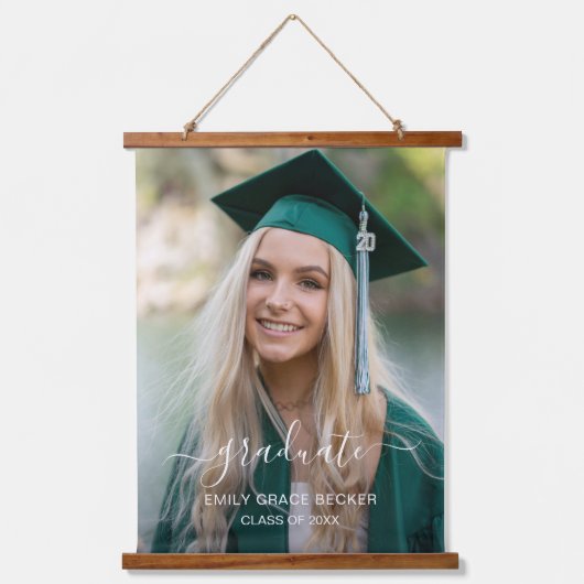 シンプルモダンエレガント卒業写真 吊り下げ型タペストリー (正面)