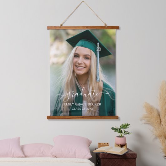 シンプルモダンエレガント卒業写真 吊り下げ型タペストリー (寝室)