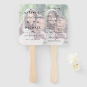 シンプルモダンエレガント台写真ウェディングプログラム ハンドファン (正面&裏面)