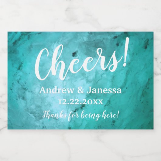 シンプルモダンエレガント大理石パーティー応援結婚ズ スパークリングワインラベル (シングルラベル)