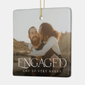 シンプルモダンエレガント婚約した2写真クリスマス セラミックオーナメント (左)