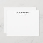 シンプルモダンエレガント家族の名前ブラックフォント ノートカード (正面/裏面)