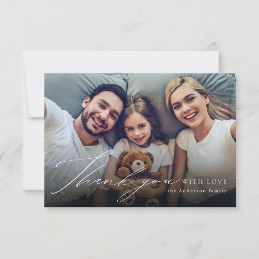 シンプルモダンエレガント感謝していScriptの写真you サンキューカード (正面)