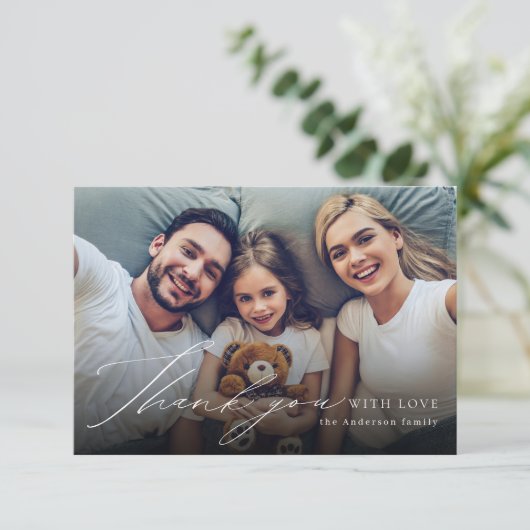 シンプルモダンエレガント感謝していScriptの写真you サンキューカード (スタンド正面)