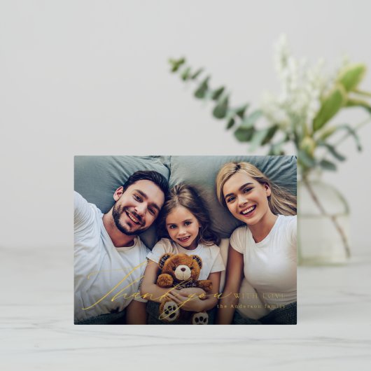 シンプルモダンエレガント感謝していScriptの写真you 箔シーズンポストカード (立ち正面)