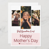 シンプルモダンエレガント母の日おばあちゃん3写真 シーズンカード (正面/裏面)