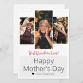 シンプルモダンエレガント母の日おばあちゃん3写真 シーズンカード (正面/裏面)