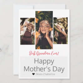 シンプルモダンエレガント母の日おばあちゃん3写真 シーズンカード