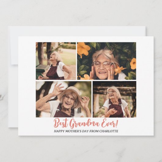 シンプルモダンエレガント母の日おばあちゃん4写真 シーズンカード (正面)
